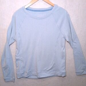 Women's Light Blue Striped Long Sleeve Shirt Casual Lightweight Top Size M